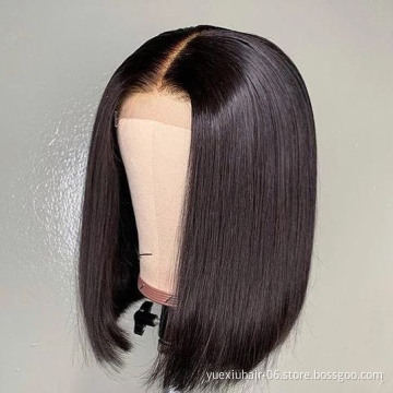Best seller straight human hair lace front human hair lace front 13X4 silky straight lace front bob wig.